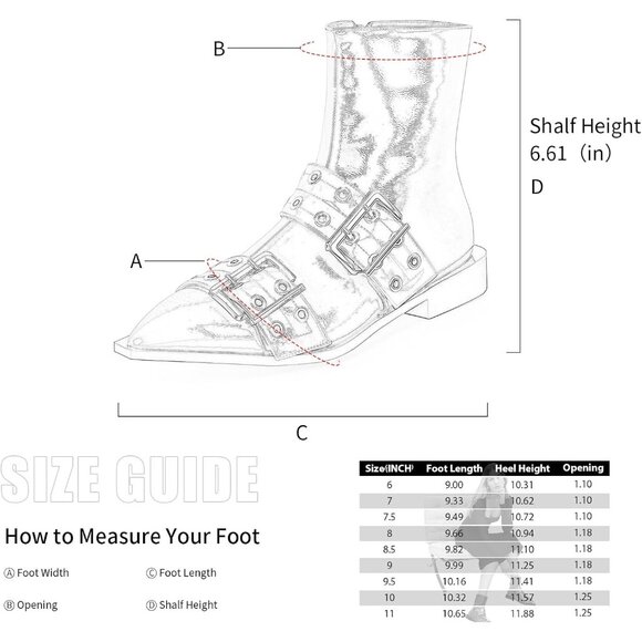 ⚡Women's Black Patent Halloween Ankle Boot Pointed Toe Chunky Heel Boots Buckles - Picture 6 of 6